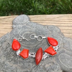 Orange Coral linked bracelet.